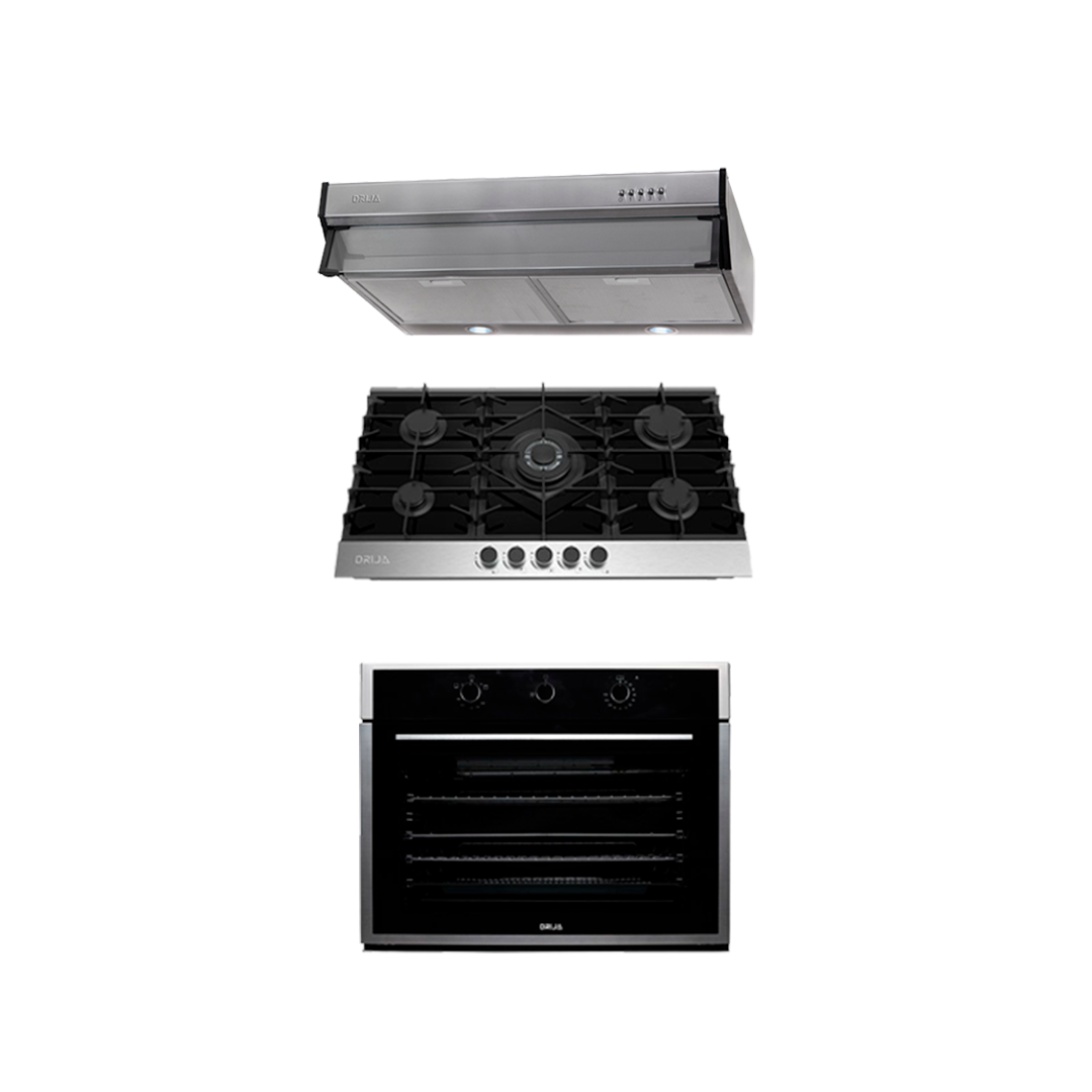 COMBO C - DRIVE - 76CM / 30” – STEEL/GLASS (Stove, Oven and Extractor).