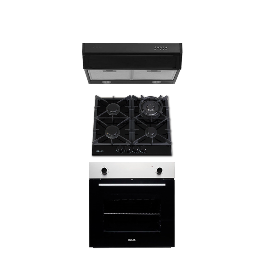 COMBO A - DRIVE - 60CM / 24” - GLASS (Stove, Oven and Extractor)