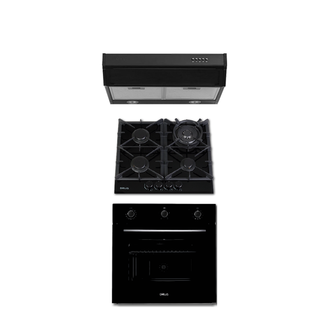 COMBO D - DRIVE - 60CM / 24” - GLASS (Stove, Oven and Extractor).