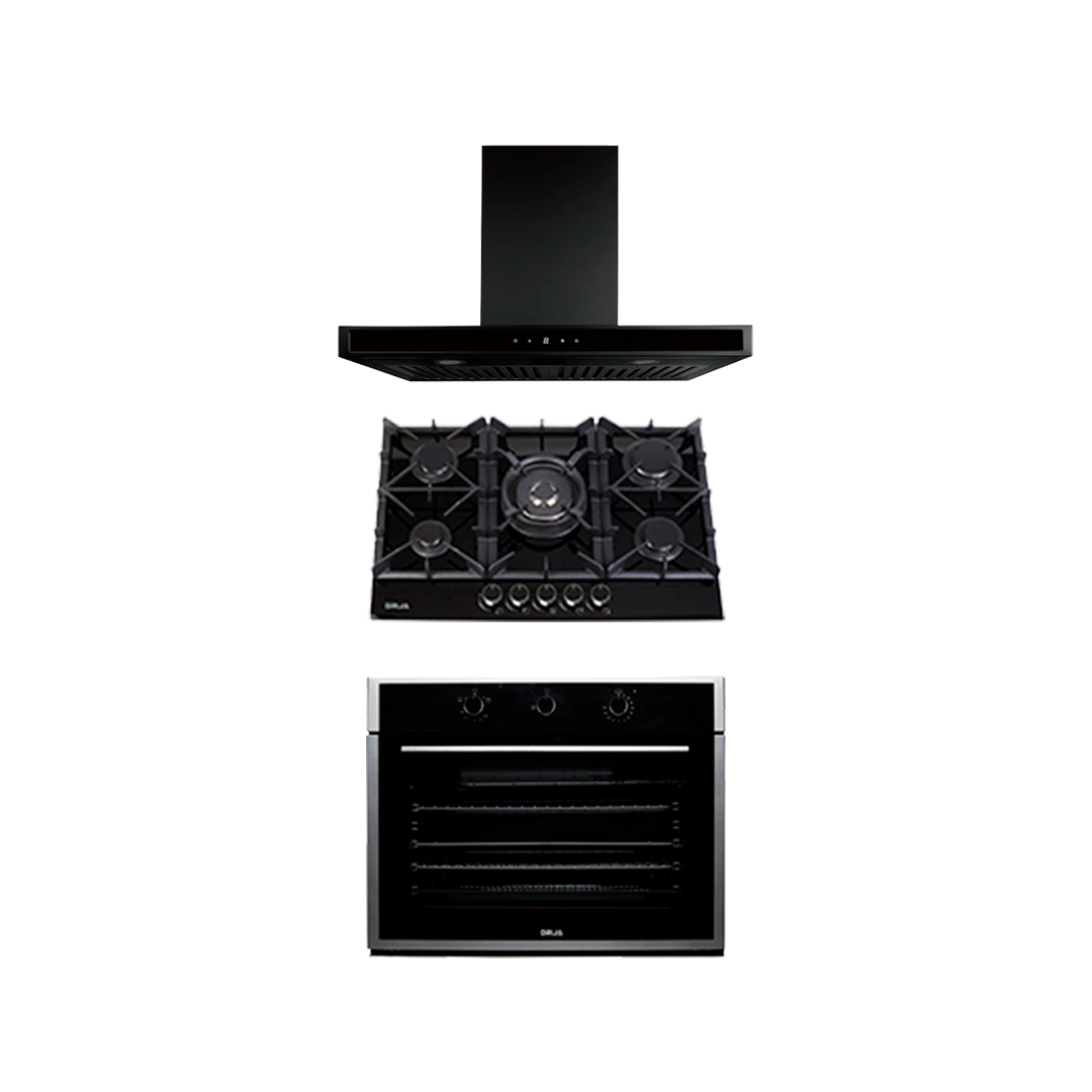 COMBO A PREMIUM - DRIJA - 76CM / 30” - GLASS (Stove, Oven and Extractor).