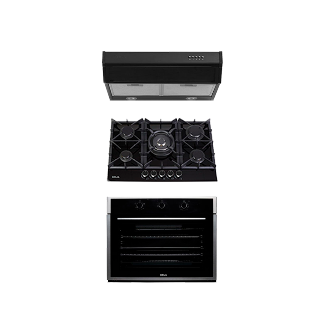 COMBO A - DRIVE - 76CM / 30” - GLASS (Stove, Oven and Extractor).