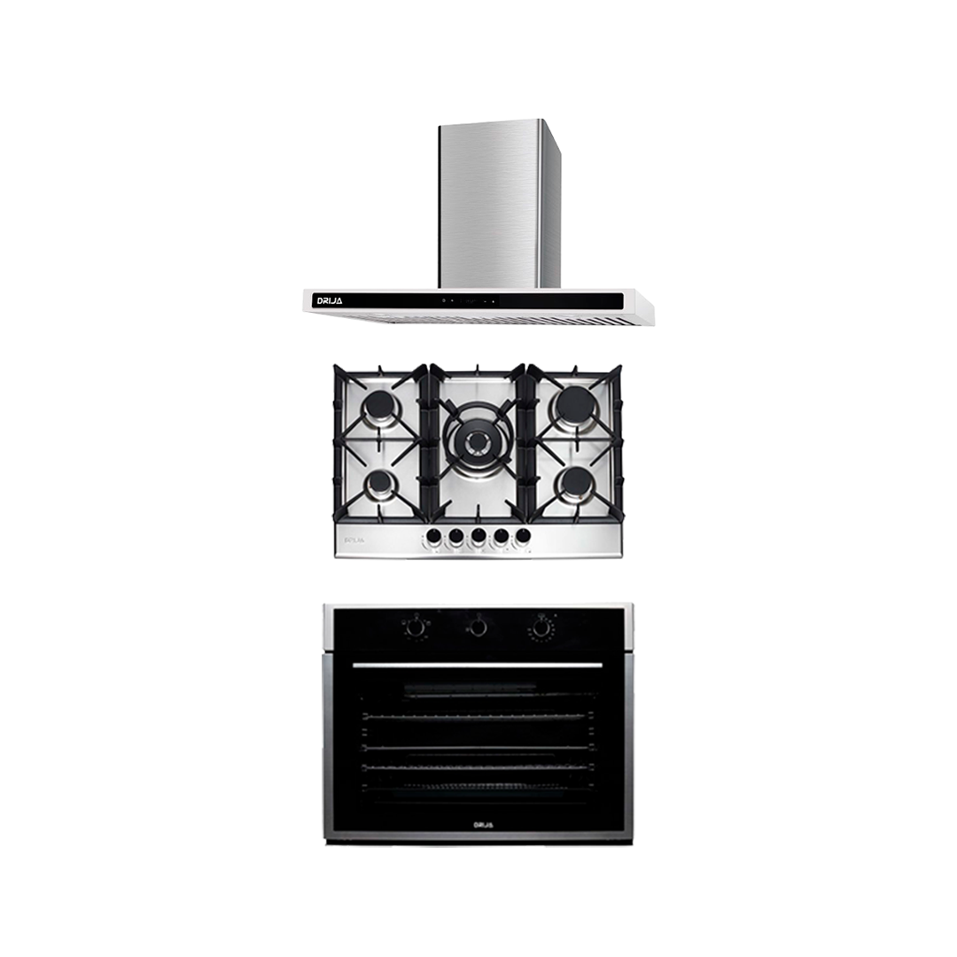 COMBO B PREMIUM - DRIVE - 76CM / 30” - STEEL (Stove, Oven and Extractor).