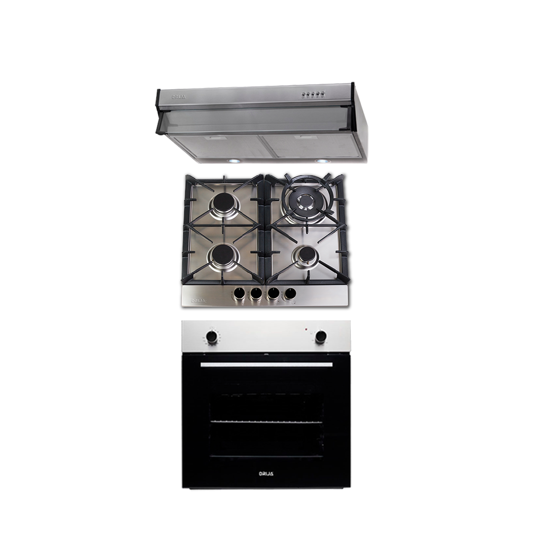 COMBO B - DRIVE - 60CM / 24” - STEEL (Stove, Oven and Extractor).