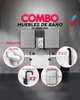 COMBO BAÑO A (Mueble de Baño Doble + Espejo LED + Puerta de Ducha + Ducha Panel + Inodoro + 2 Grifos).