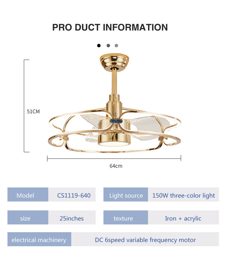 ABANICO DE TECHO 42W 64CM DORADO