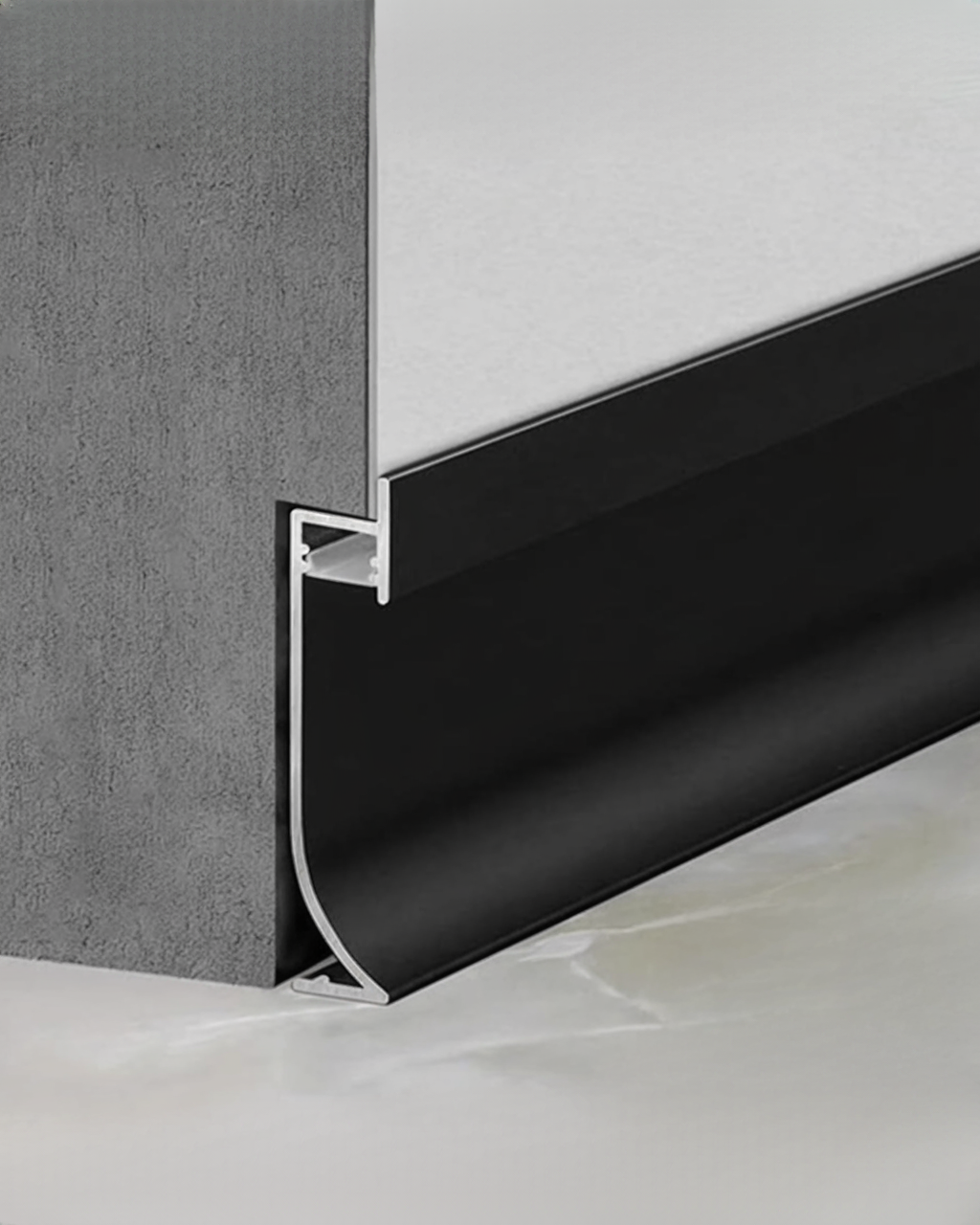 ZOCALO DE 8 CM CON ESPACIO INDIRECTO DE TIRA LED - ALUMINIO - 2.50ML