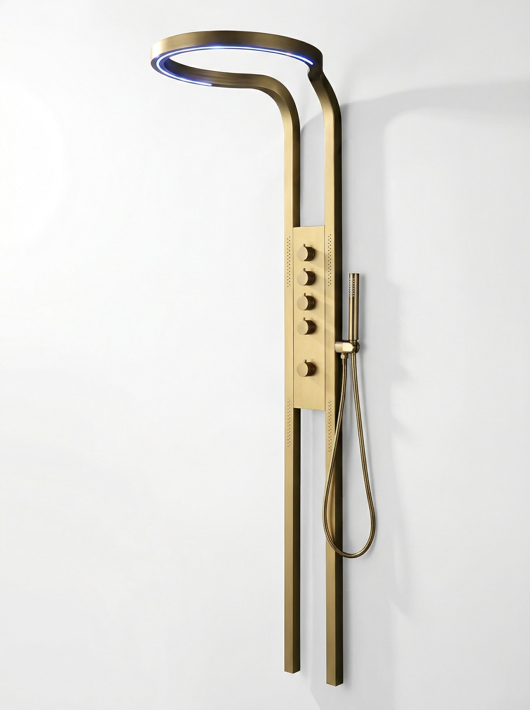 PANEL DE DUCHA PREMIUM EN ACERO INOXIDABLE 304 COLOR DORADO – EXTRA ALTO 2000×220 MM – YB-5967-3L