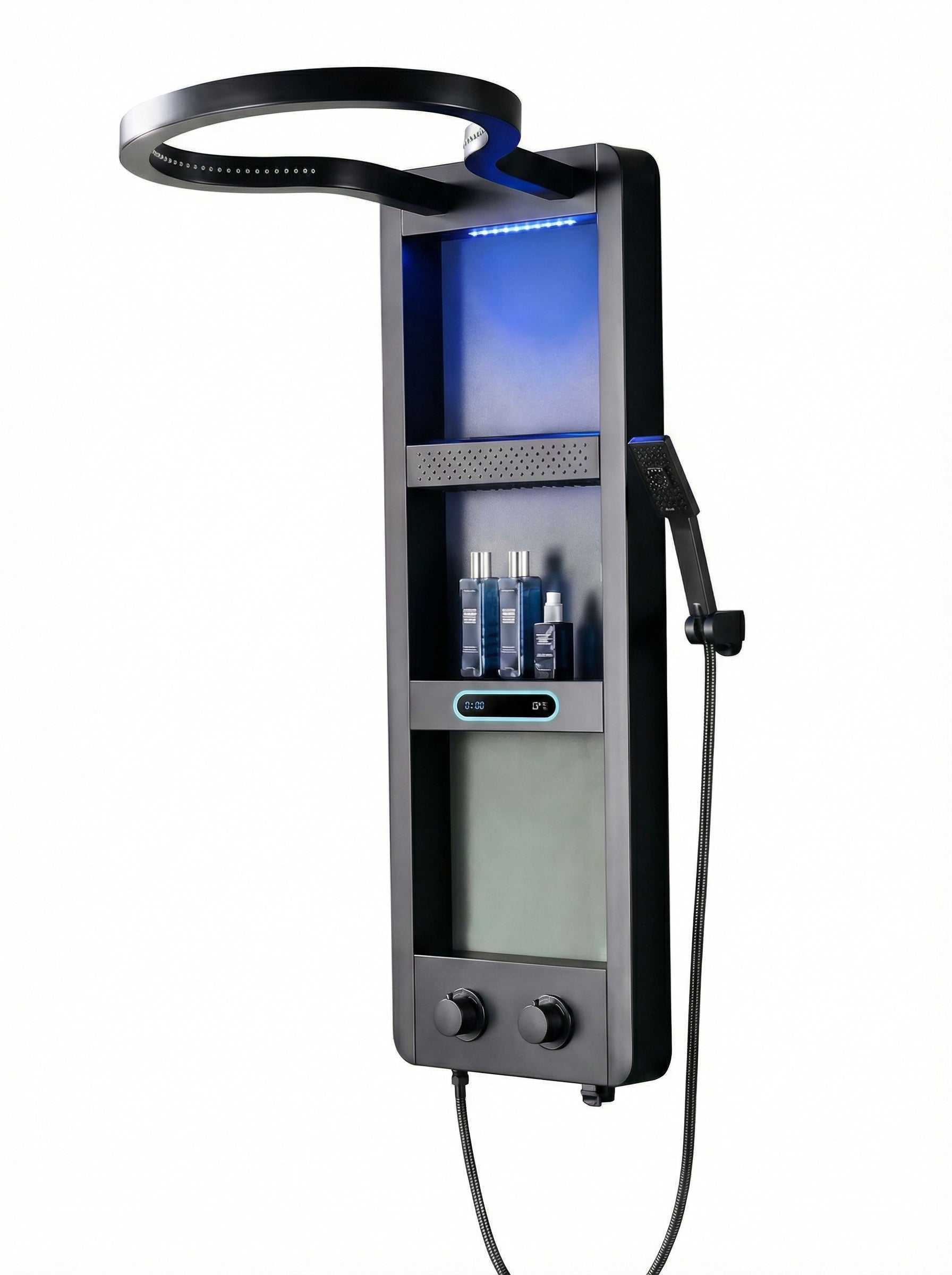 PANEL DE DUCHA PREMIUM EN ACERO INOXIDABLE 304 NEGRO – RESISTENTE A LA CORROSIÓN (1200×415 MM) – YB-6000-4