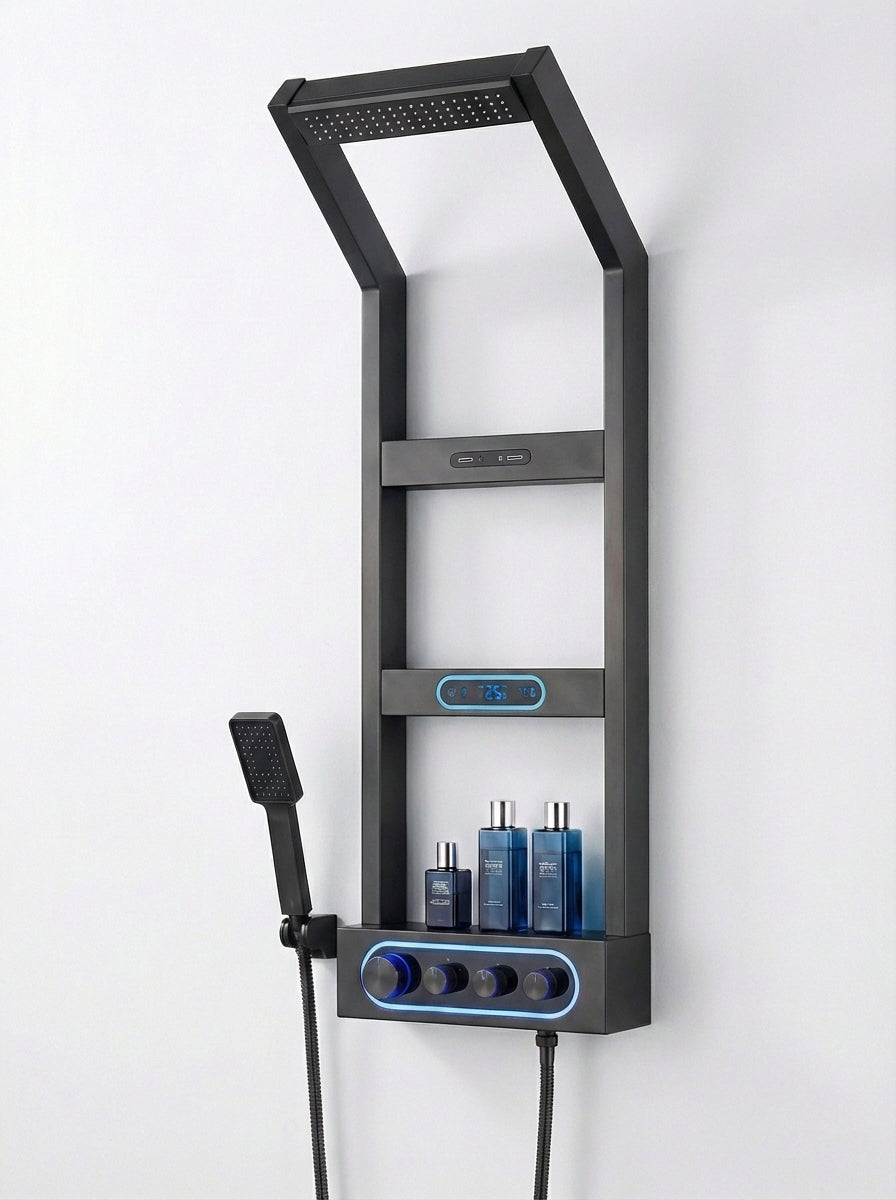 PANEL DE DUCHA PREMIUM EN ACERO INOXIDABLE 304 COLOR GUN METAL (GRIS OSCURO) – 1200×400 MM – YB-6000