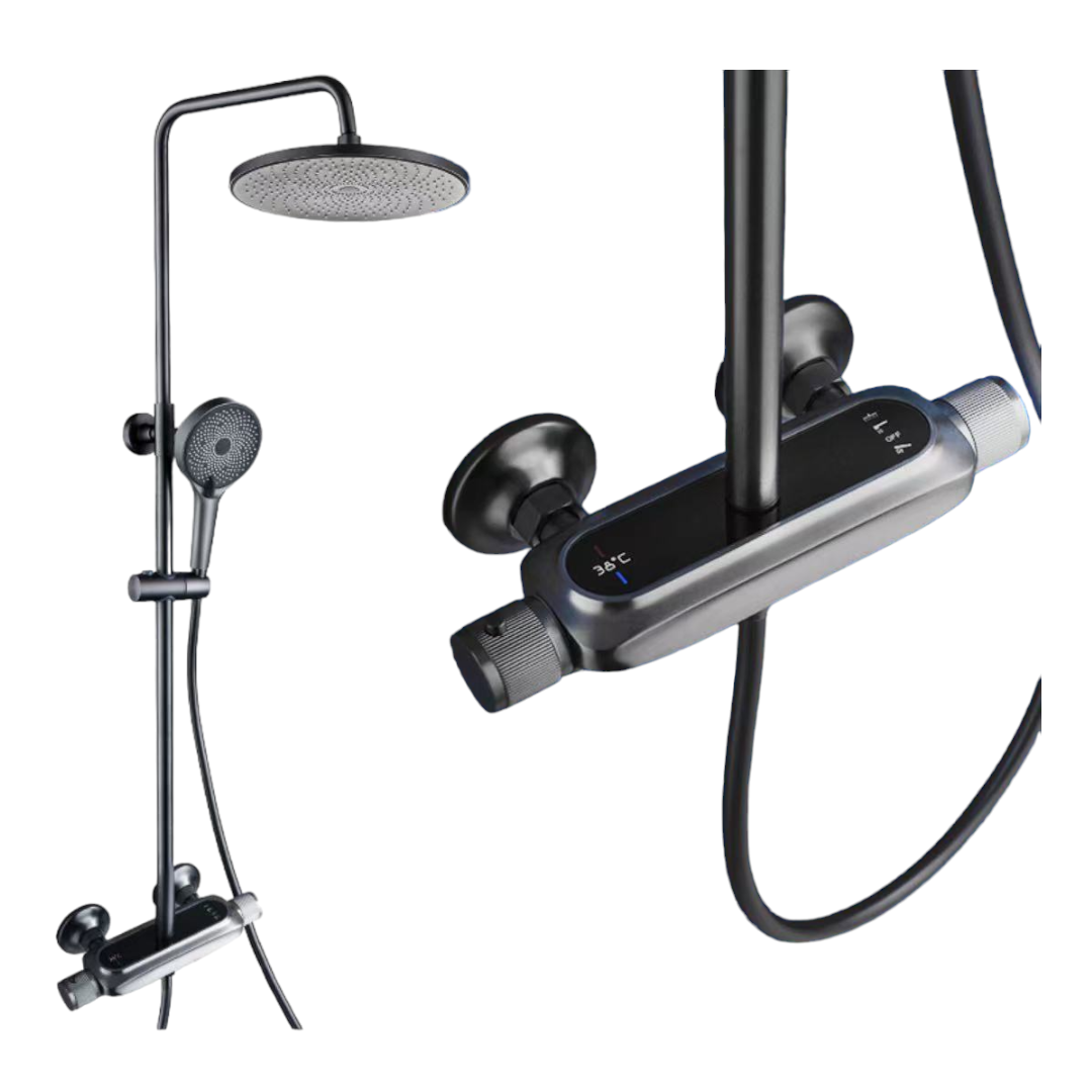 SHOWER COLUMN - BRASS - MATT GRAY - 6" Plunger