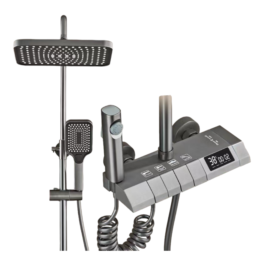 SHOWER COLUMN - STAINLESS STEEL - MATT GRAY - 6" Plunger