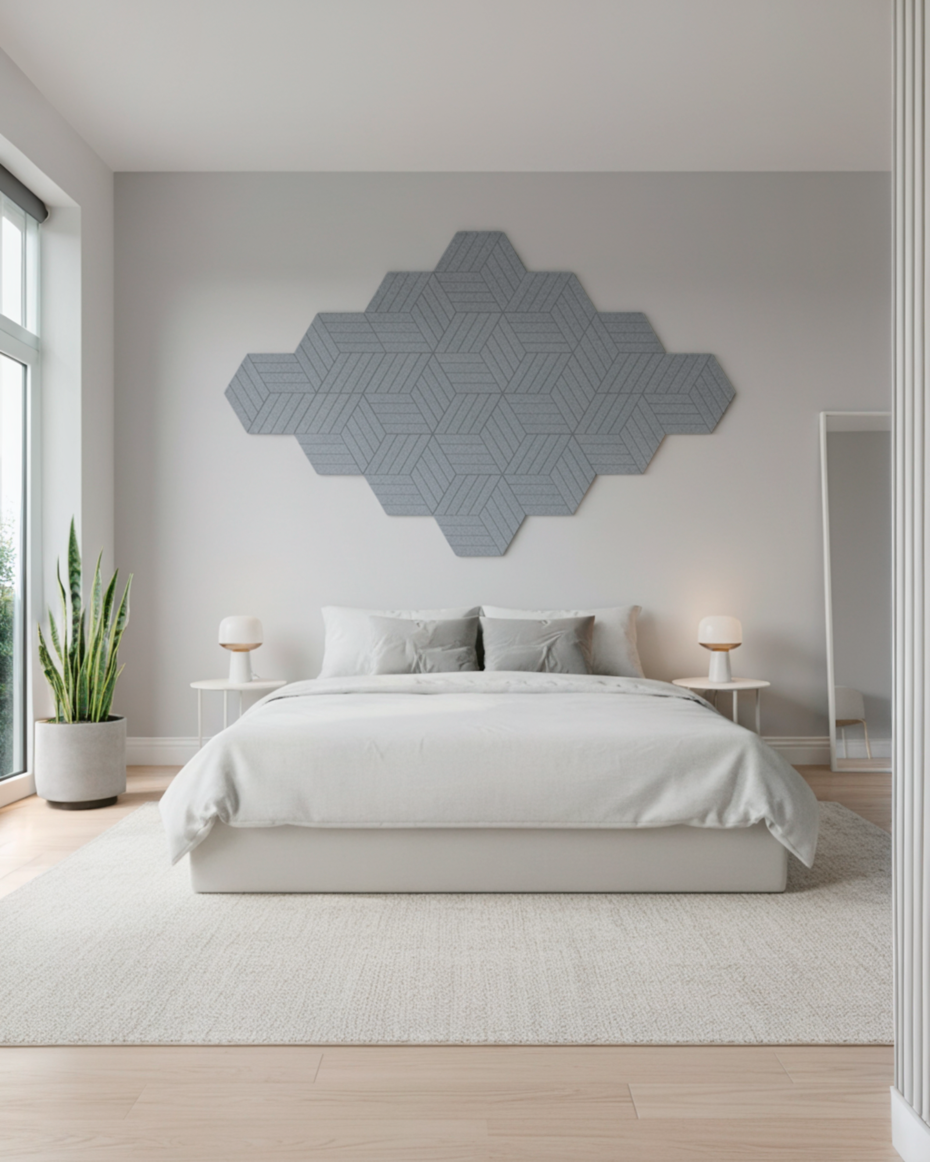 PANEL ACÚSTICO DE POLIÉSTER GRIS 40×40 CM – 8 MM