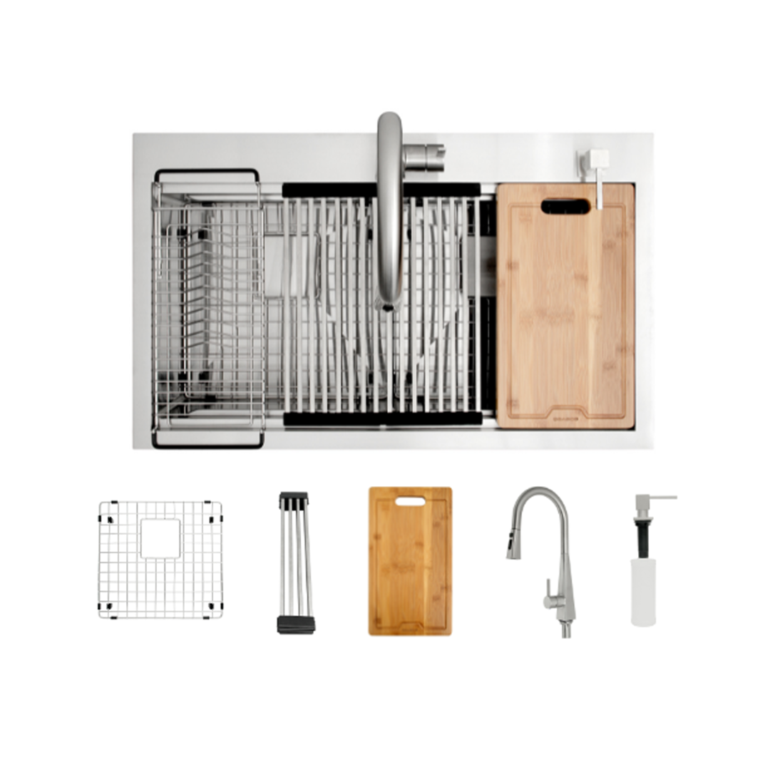 FREGADOR DOBLE MODERNO - 840 X 508 X 228MM - ACERO INOXIDABLE 304 - 3320A