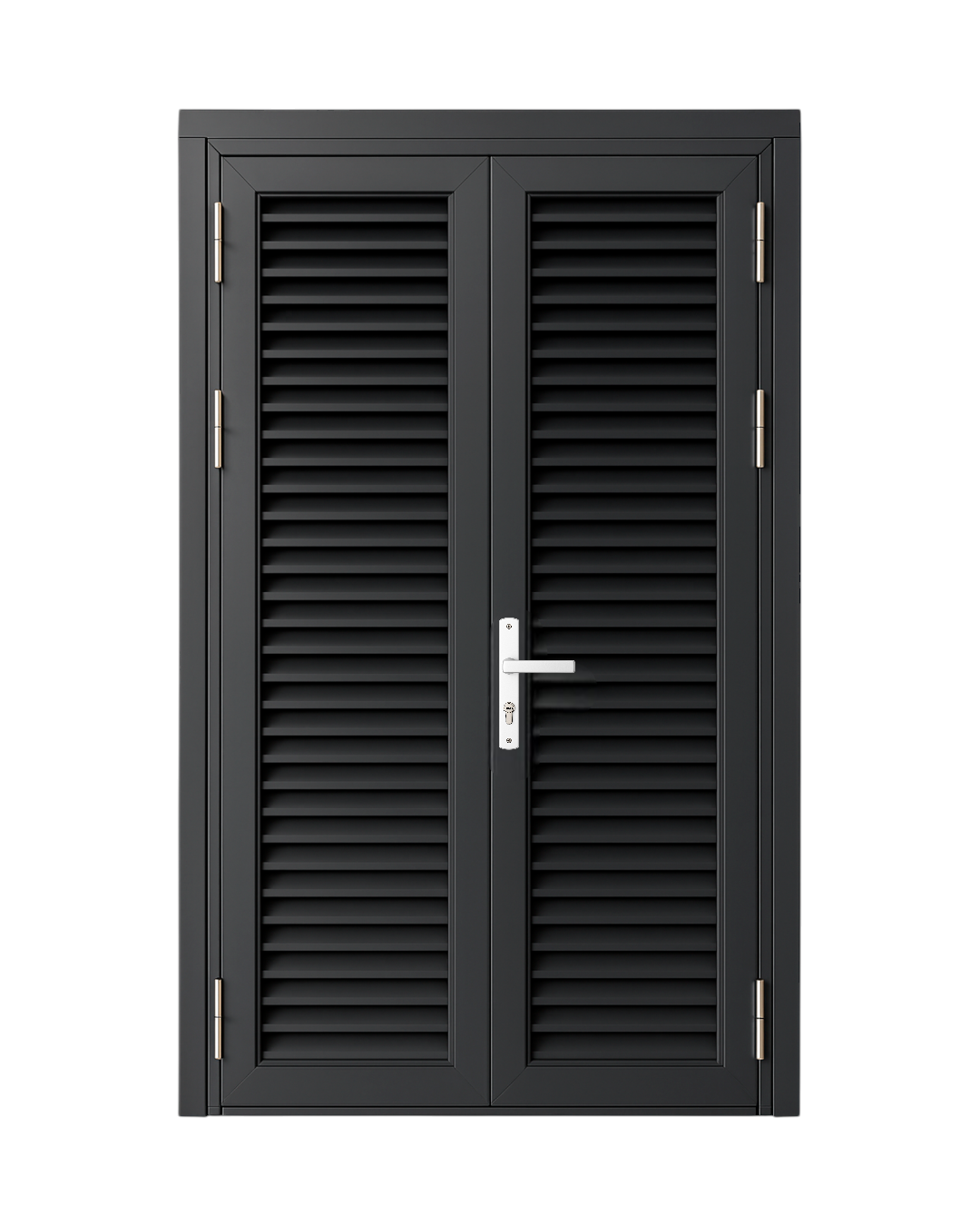 PUERTA DOBLE DE ALUMINIO TIPO LOUVERS - 1.20M X 2.15M - GRIS OSCURO - DERECHA