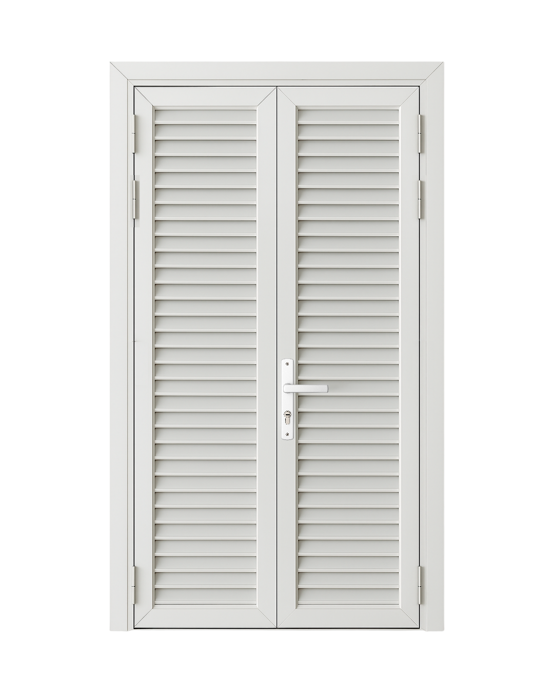 PUERTA DOBLE DE ALUMINIO TIPO LOUVERS - 1.20M X 2.15M - BLANCO - DERECHA