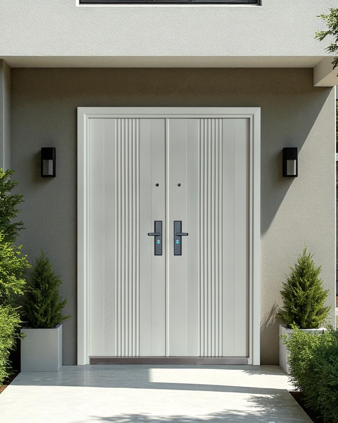PUERTA DE SEGURIDAD DOBLE MULTIPUNTOS - 1.50M X 2.15M X 50MM - BLANCO MATE
