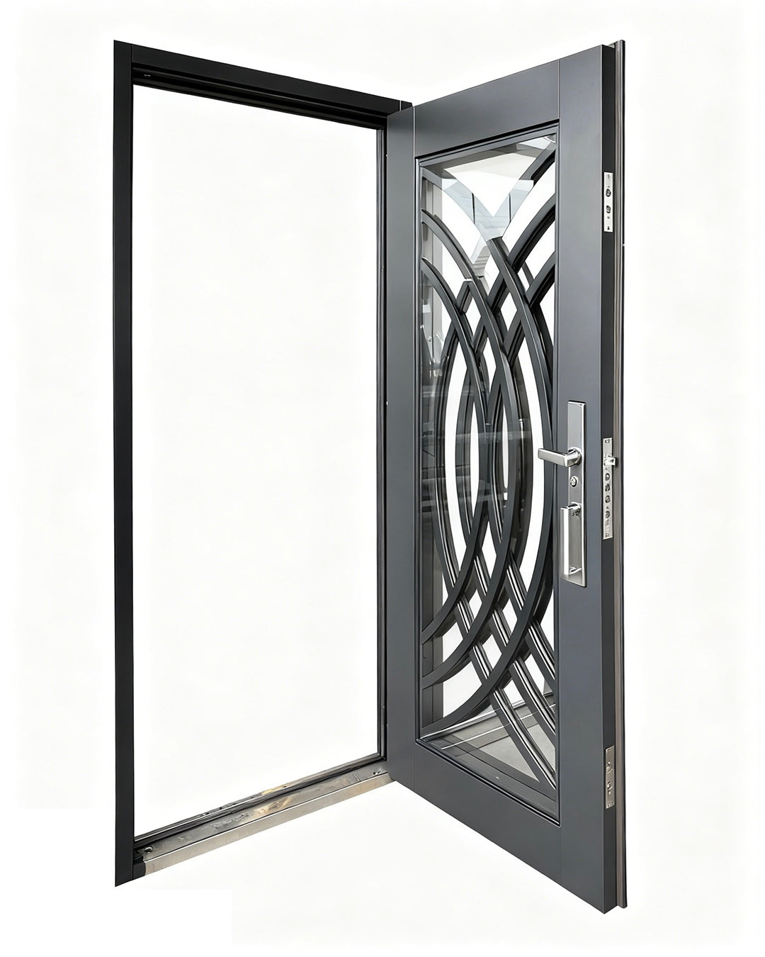 Puerta de Seguridad Multipunto con Vidrio | Aleación de Zinc | 0.97 x 2.15 m | Diseño Moderno