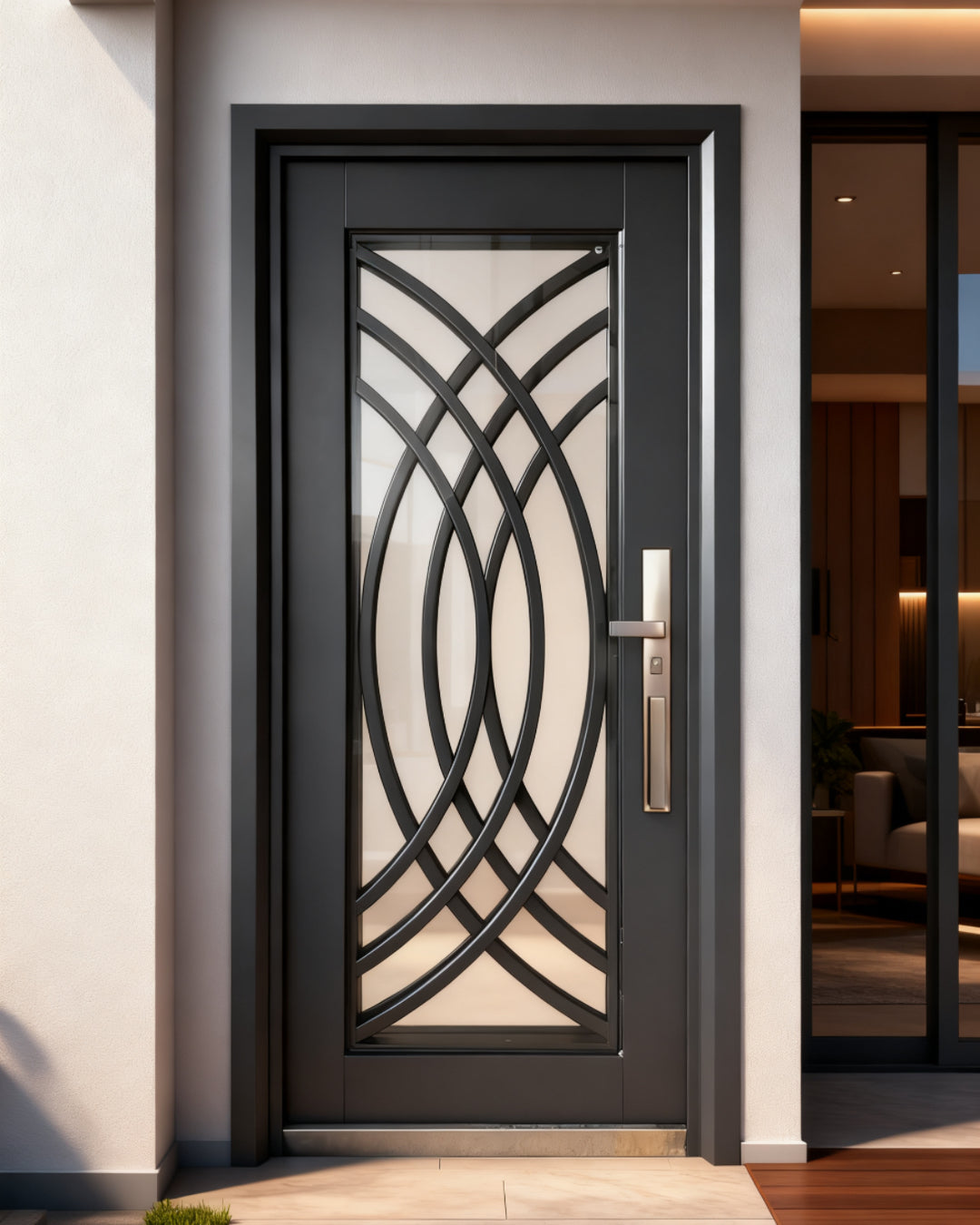Puerta de Seguridad Multipunto con Vidrio | Aleación de Zinc | 0.97 x 2.15 m | Diseño Moderno
