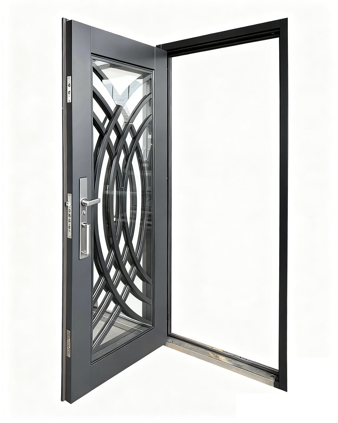 Puerta de Seguridad Multipunto con Vidrio | Aleación de Zinc | 0.97 x 2.15 m | Diseño Moderno