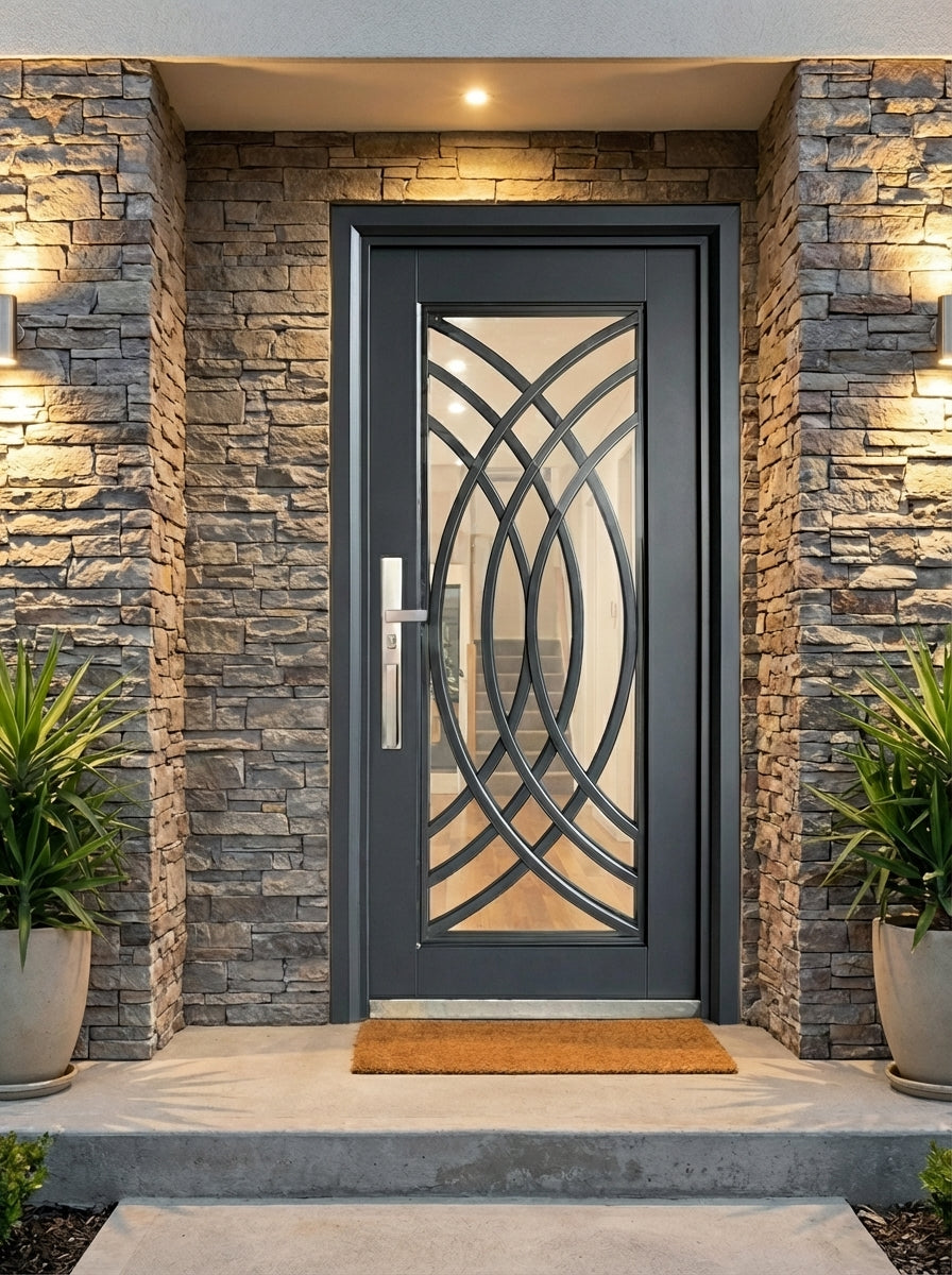 Puerta de Seguridad Multipunto con Vidrio | Aleación de Zinc | 0.97 x 2.15 m | Diseño Moderno