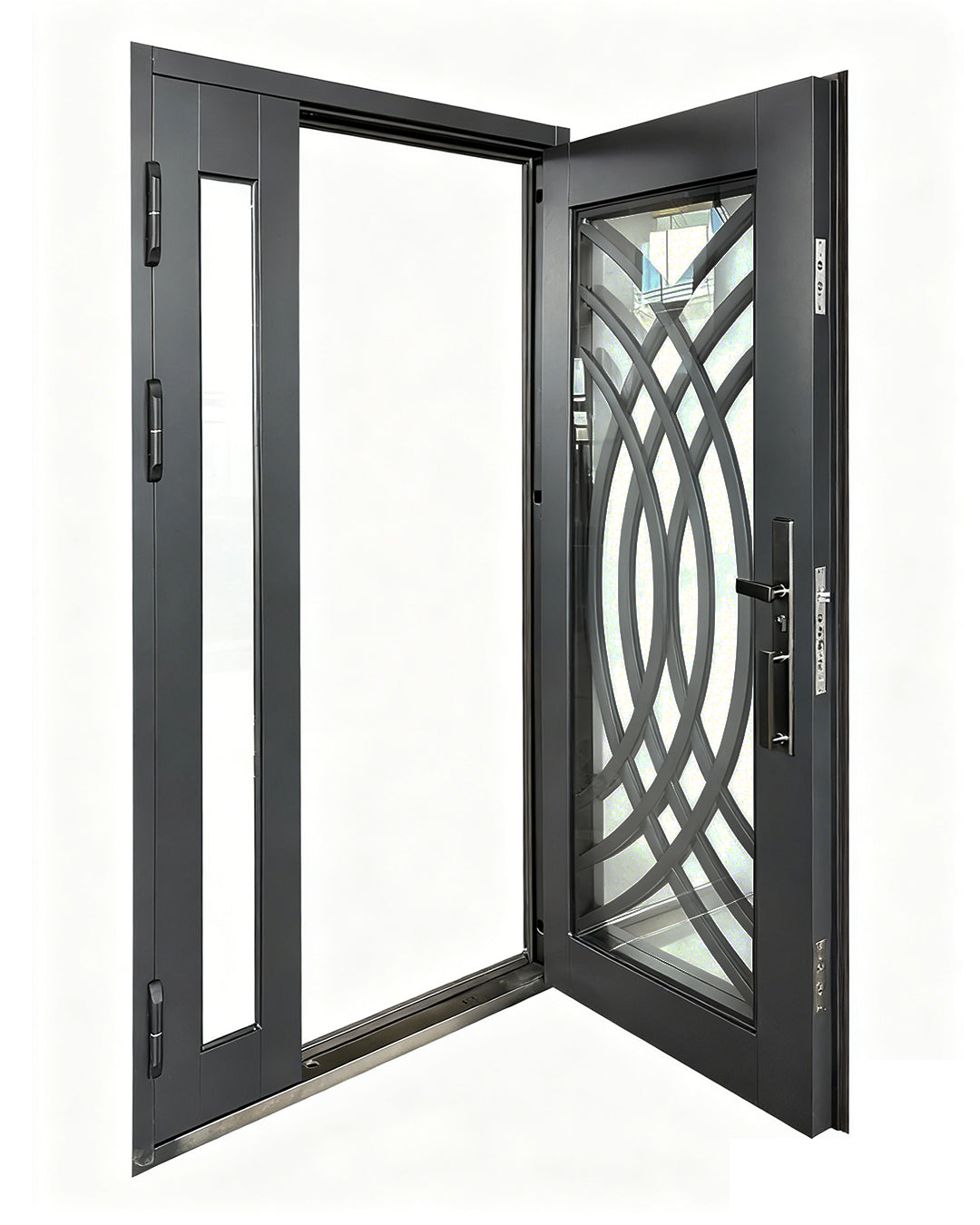 Puerta de Seguridad Multipunto con Vidrio | Aleación de Zinc | 1.20 x 2.15 m | Diseño Moderno