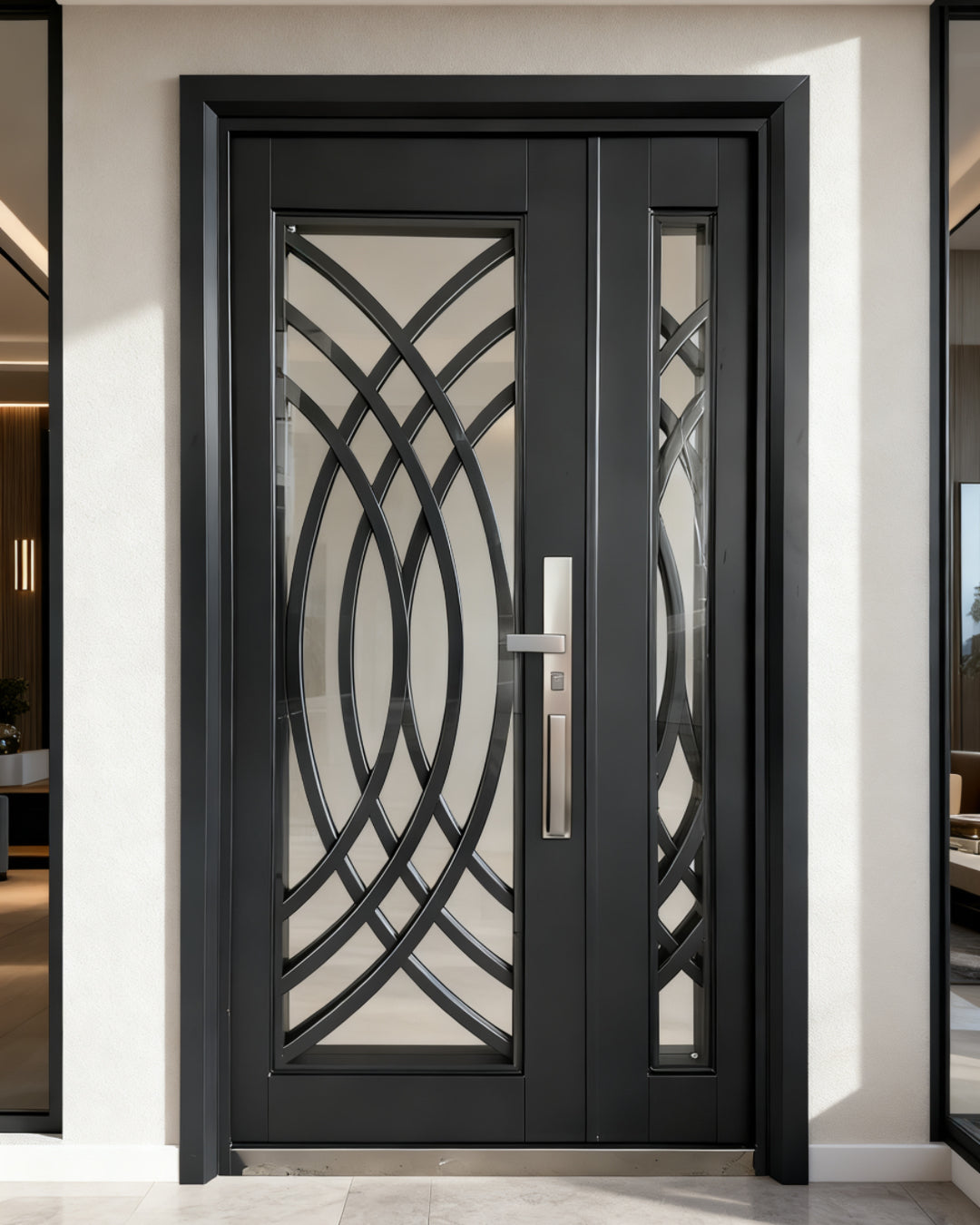 Puerta de Seguridad Multipunto con Vidrio | Aleación de Zinc | 1.20 x 2.15 m | Diseño Moderno