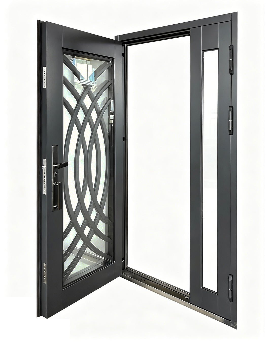 Puerta de Seguridad Multipunto con Vidrio | Aleación de Zinc | 1.20 x 2.15 m | Diseño Moderno