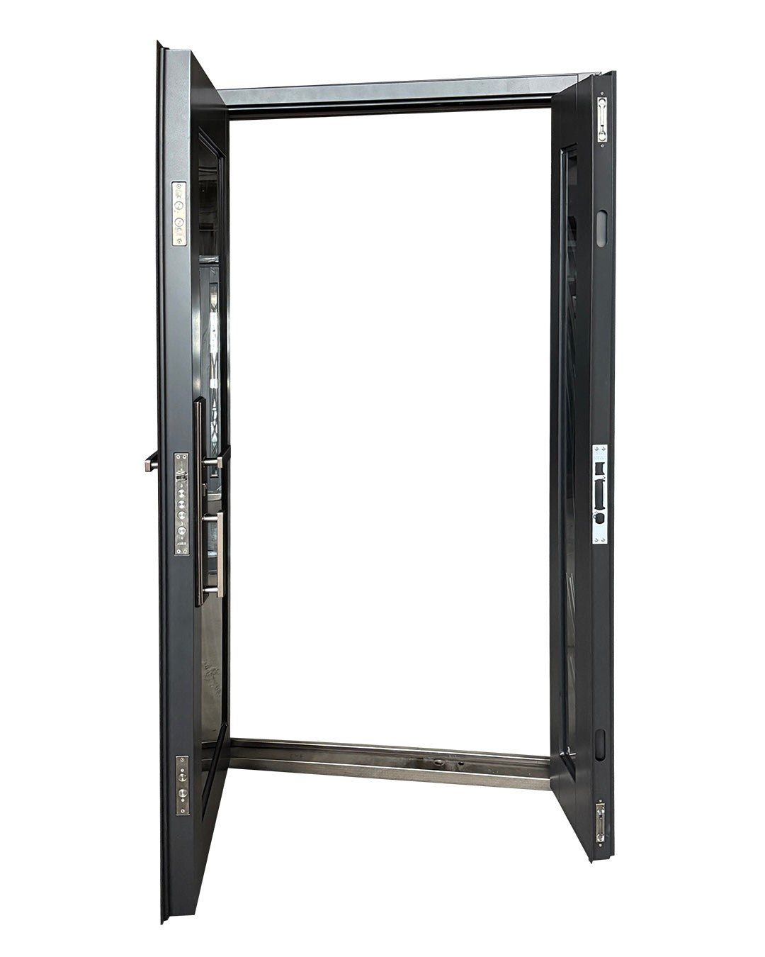 Puerta de Seguridad Multipunto con Vidrio | Aleación de Zinc | 1.20 x 2.15 m | Diseño Moderno