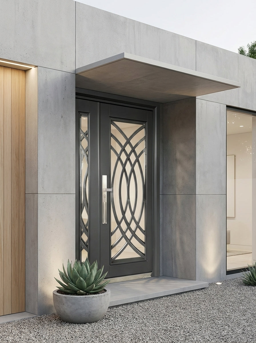 Puerta de Seguridad Multipunto con Vidrio | Aleación de Zinc | 1.20 x 2.15 m | Diseño Moderno