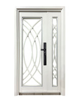 Puerta de Seguridad Multipunto con Vidrio | Aleación de Zinc | 1.20 x 2.15 m | Diseño Moderno I Blanco Mate