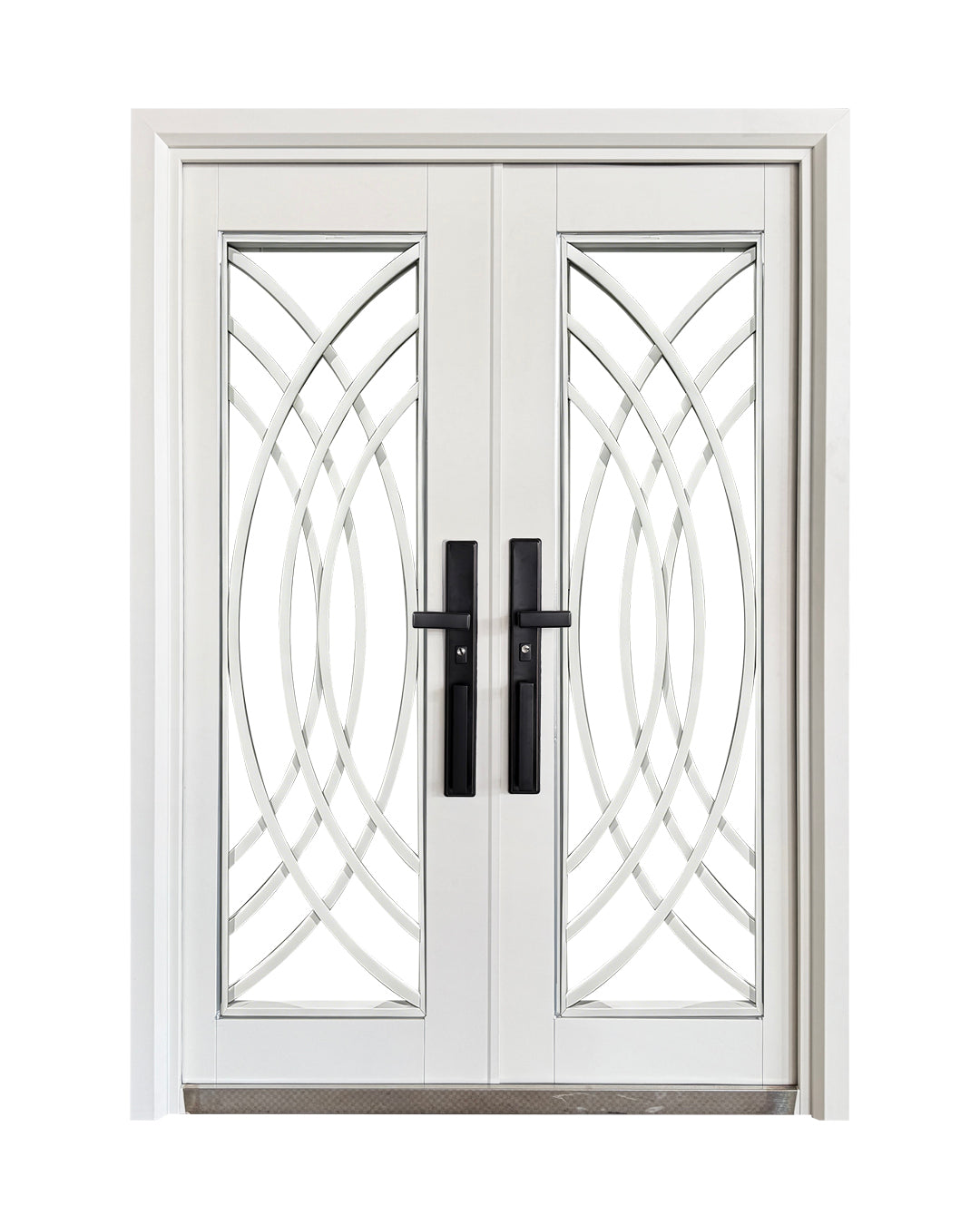 Puerta Doble de Seguridad Multipunto con Vidrio | Aleación de Zinc | 1.50 x 2.15 m | Diseño Moderno I Blanco Mate
