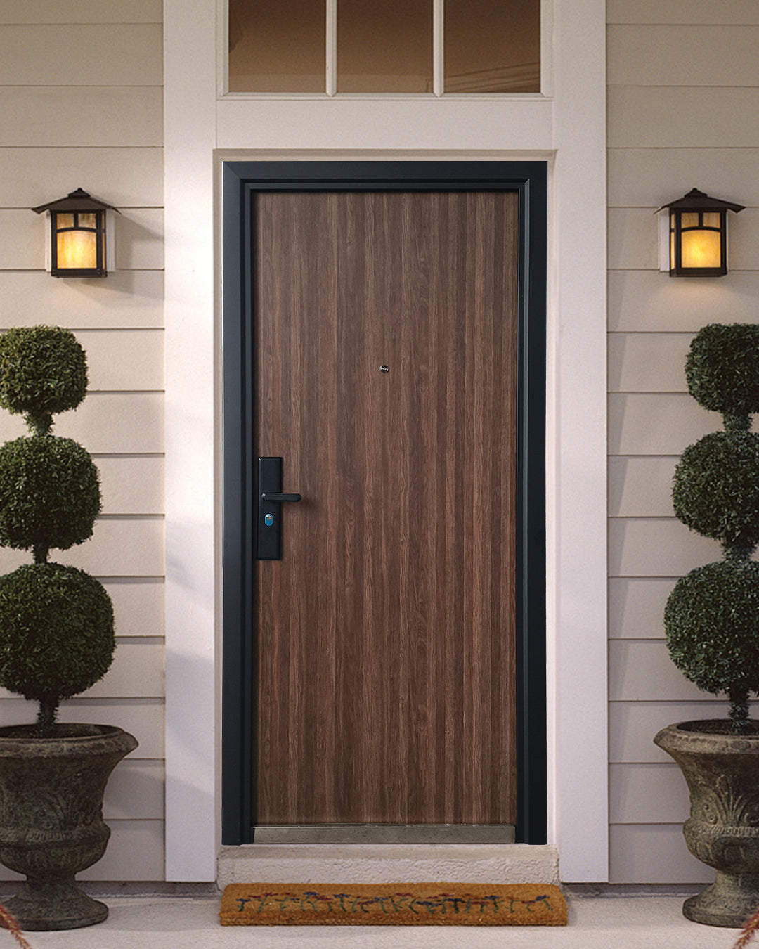 PUERTA DE SEGURIDAD MULTIPUNTOS - 97CM X 215CM X 70MM - NOGAL OSCURO