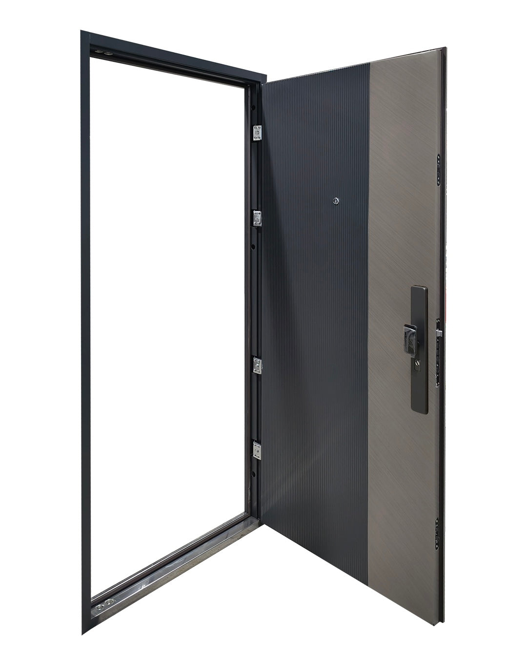 Puerta Principal de Seguridad Multipunto | Diseño Moderno Metal + Tipo Madera Gris | 0.98 x 2.15 m