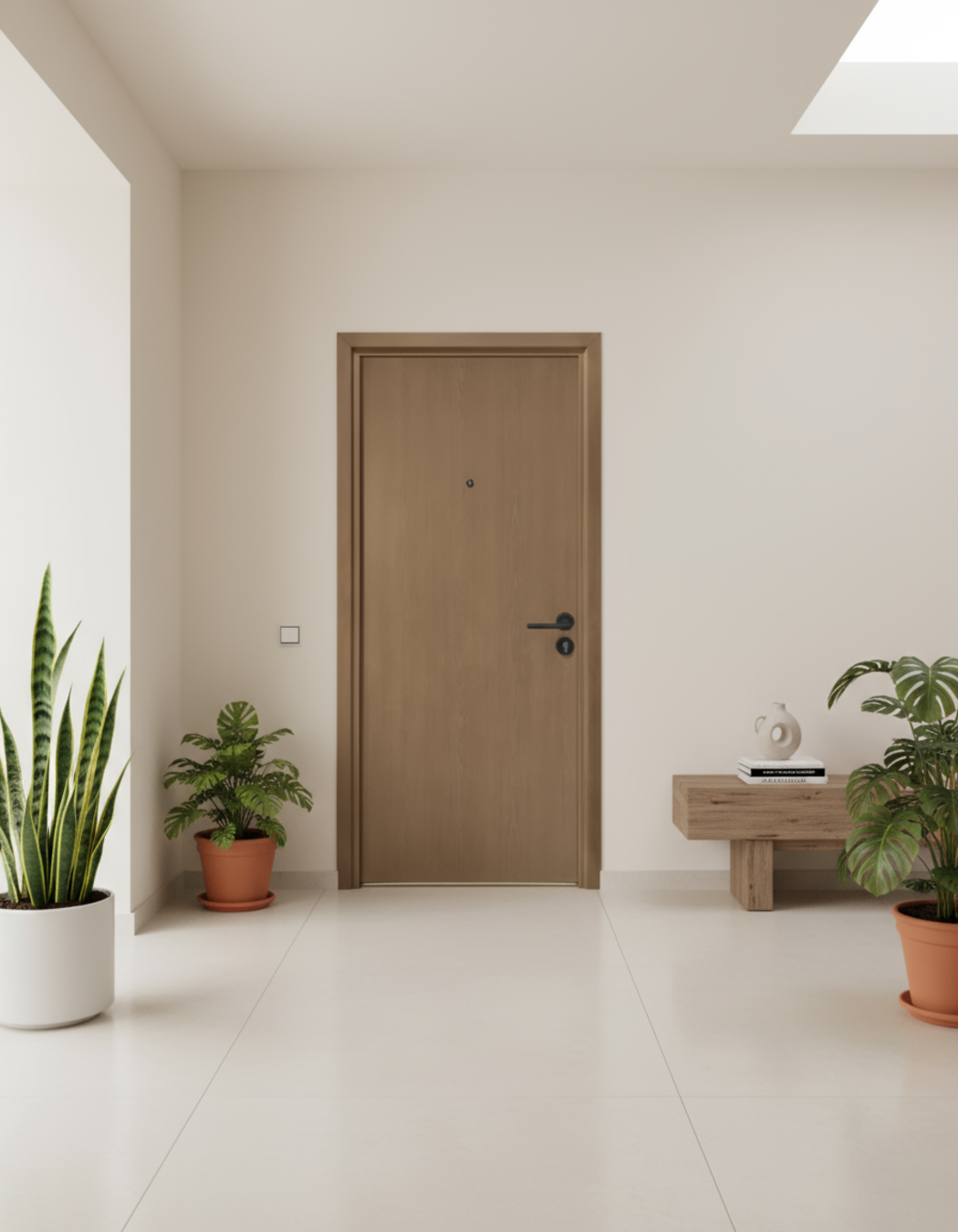 PUERTA DE SEGURIDAD MULTIPUNTOS - 97CM X 215CM X 70MM - NOGAL NATURAL CLARO