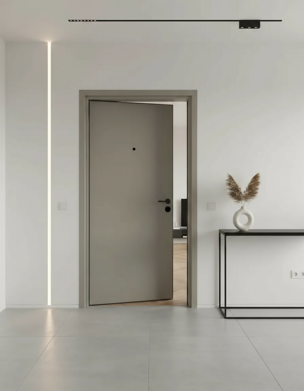 PUERTA DE SEGURIDAD MULTIPUNTOS - 97CM X 215CM X 70MM - TAUPE