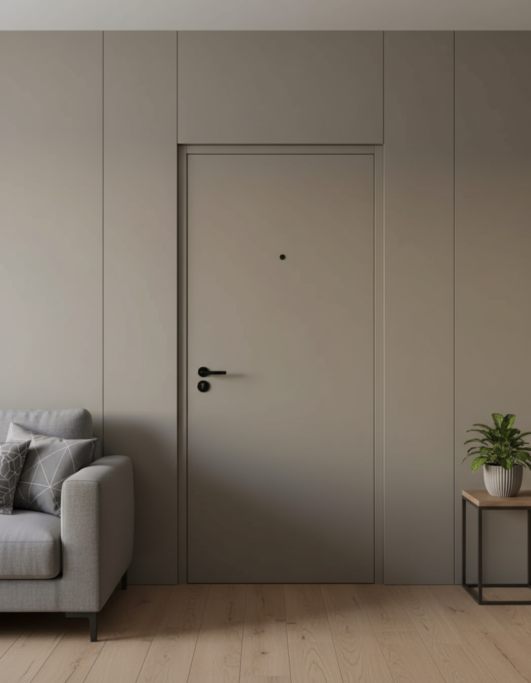 PUERTA DE SEGURIDAD MULTIPUNTOS - 97CM X 215CM X 70MM - TAUPE