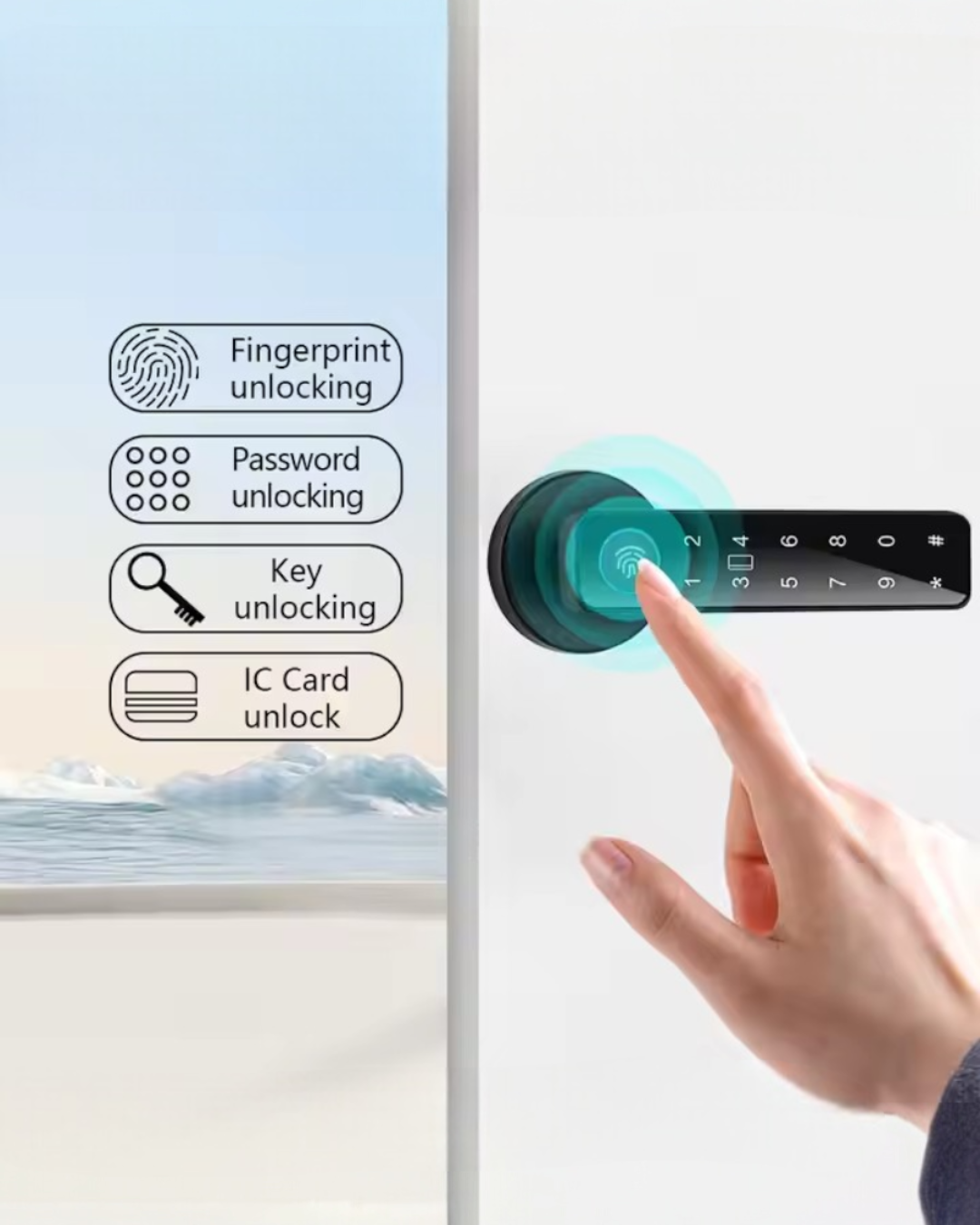 CERRADURA INTELIGENTE - PUERTAS INTERIORES MDF/WPC - TUYA APP - NEGRO - OS478TYF-5845
