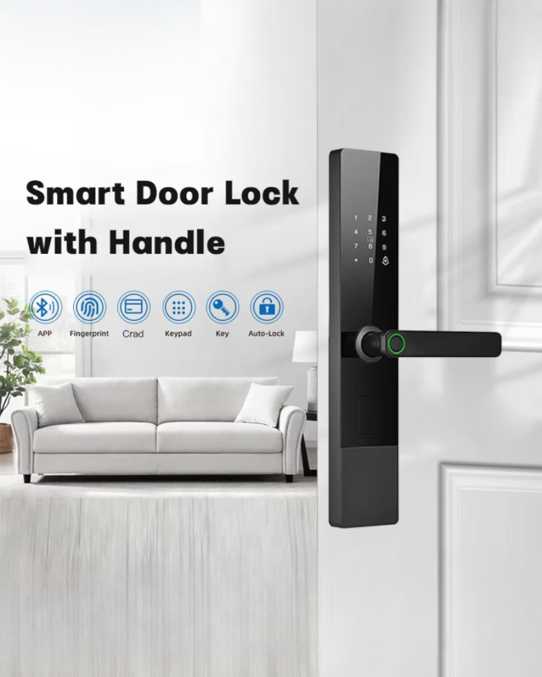 CERRADURA INTELIGENTE - PUERTAS MULTIPUNTOS DE SEGURIDAD - TUYA APP - NEGRO - OS574TYF-6068