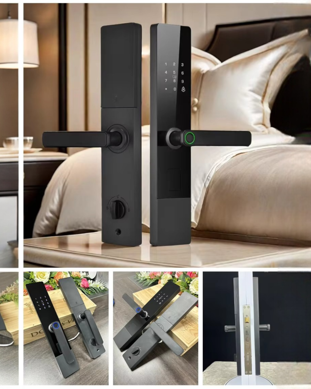 CERRADURA INTELIGENTE - PUERTAS MULTIPUNTOS DE SEGURIDAD - TUYA APP - NEGRO - OS574TYF-6068