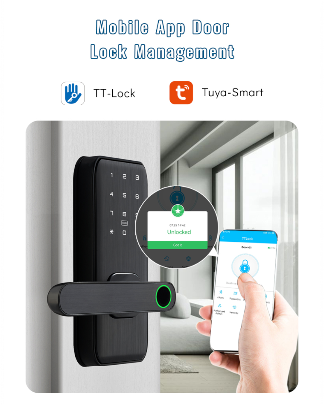CERRADURA INTELIGENTE - CILINDRO- TILOCK APP - NEGRO - OS615FB