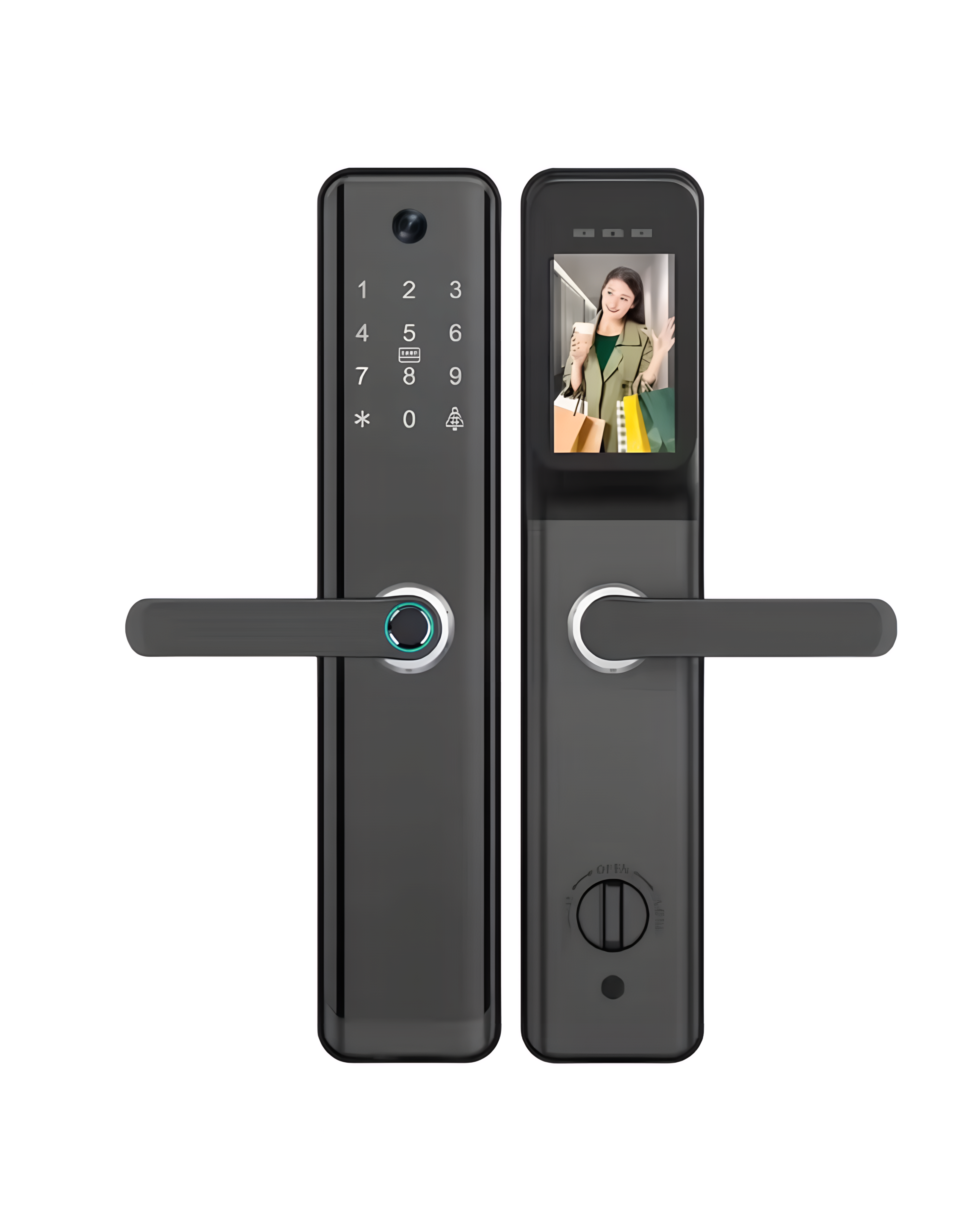 CERRADURA INTELIGENTE - PUERTAS MULTIPUNTOS DE SEGURIDAD - TUYA APP - PANTALLA INTEGRADA - NEGRO - OS720TYFV-6068