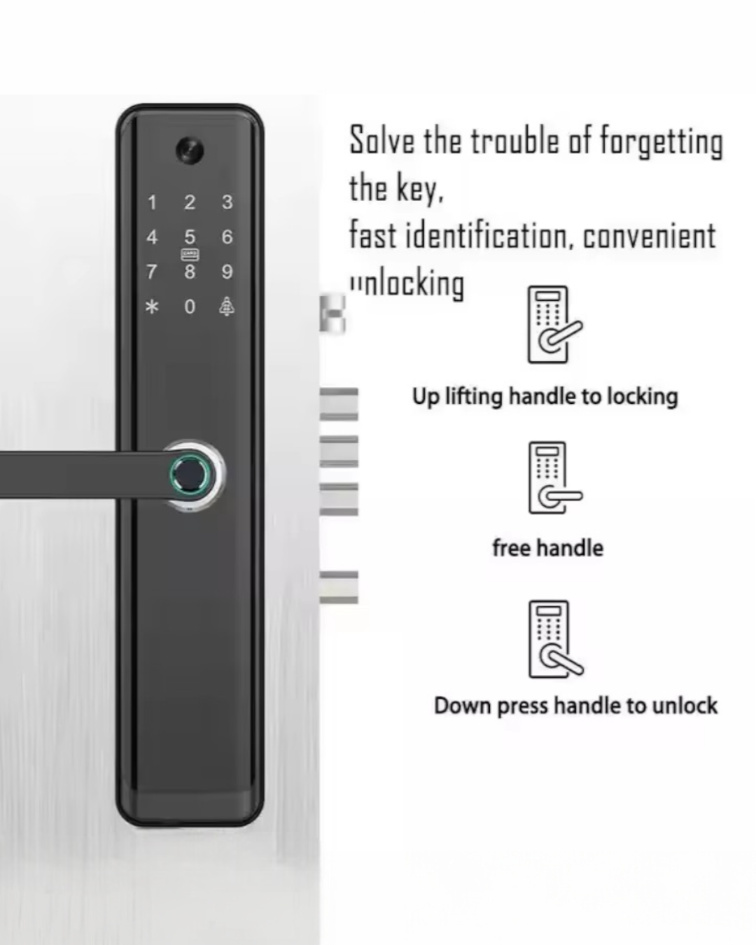 CERRADURA INTELIGENTE - PUERTAS MULTIPUNTOS DE SEGURIDAD - TUYA APP - PANTALLA INTEGRADA - NEGRO - OS720TYFV-6068