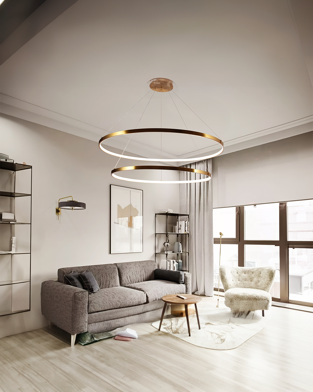 LAMPARA COLGANTE LED BRONCE 102W 30K