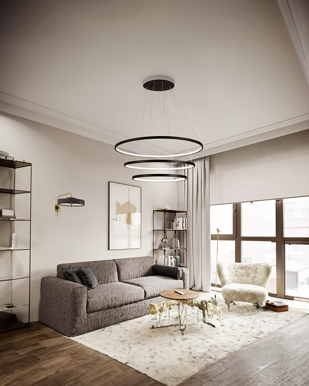LAMPARA COLGANTE LED NEGRA 169W 30K