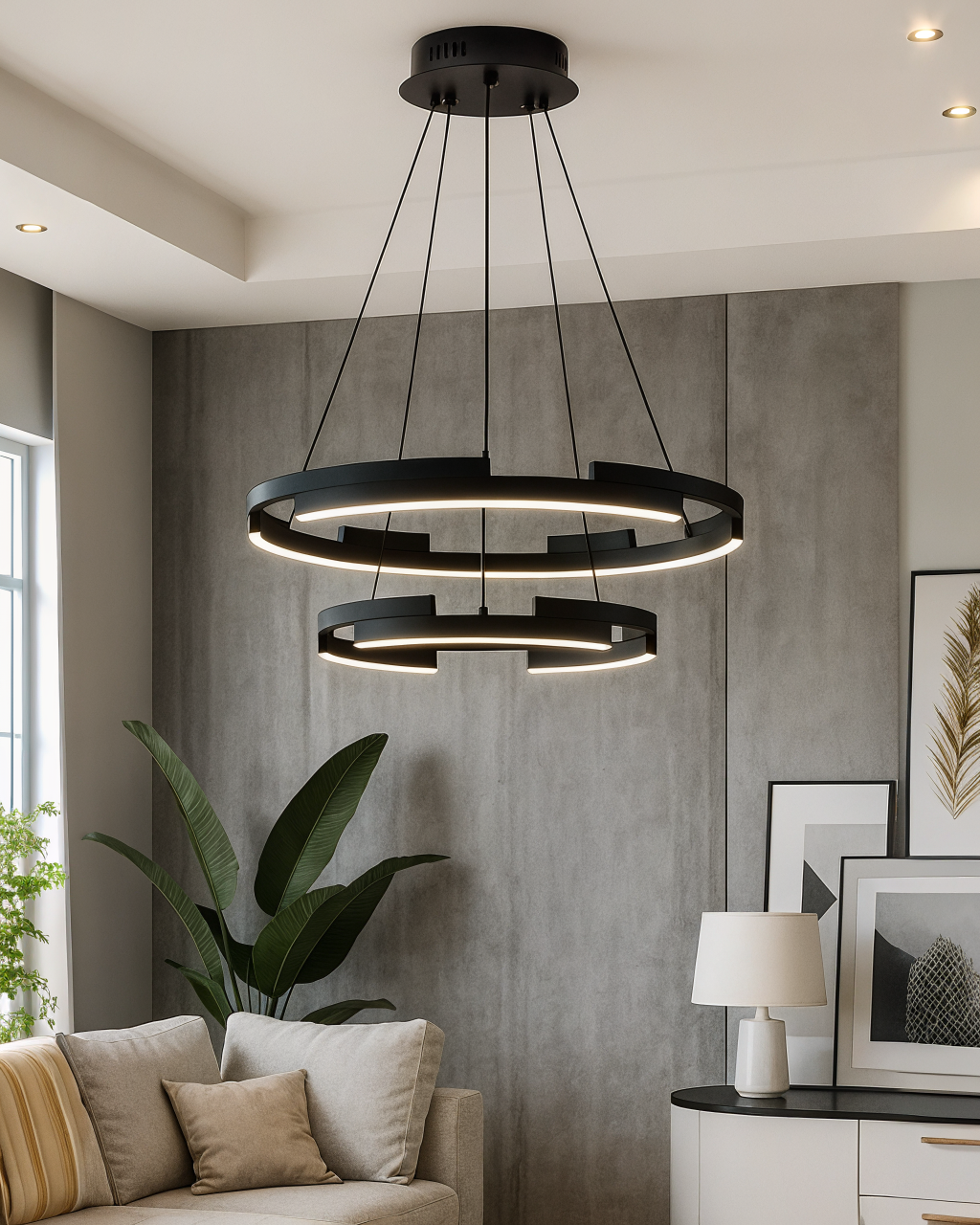LAMPARA COLGANTE LED NEGRA 3CCT