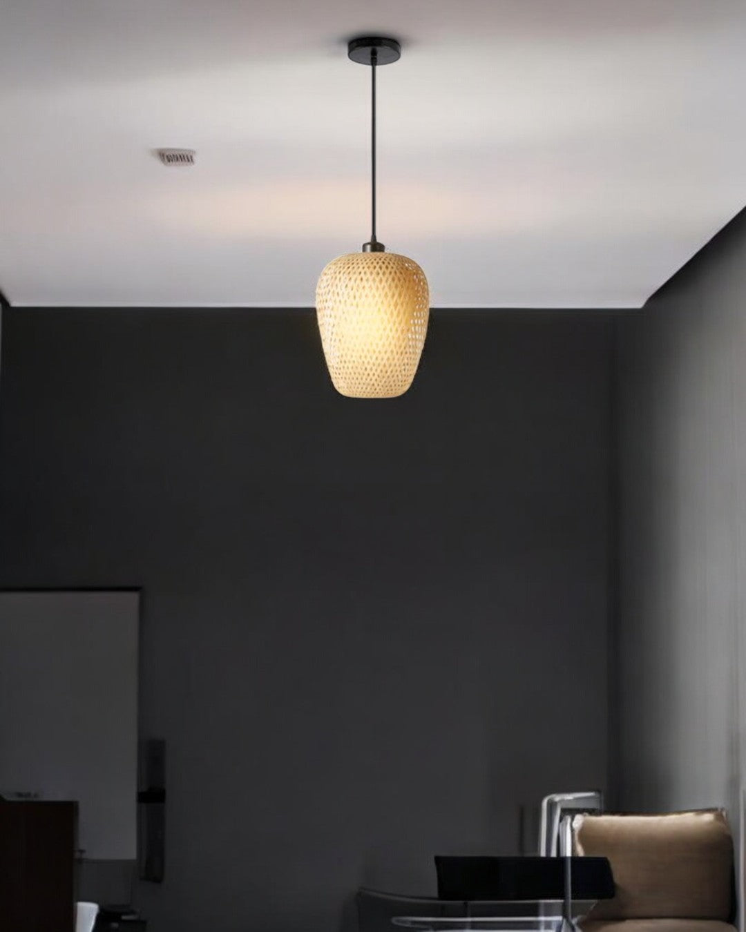 LAMPARA DE TECHO BAMBOO RATTAN MADERA 1XE27