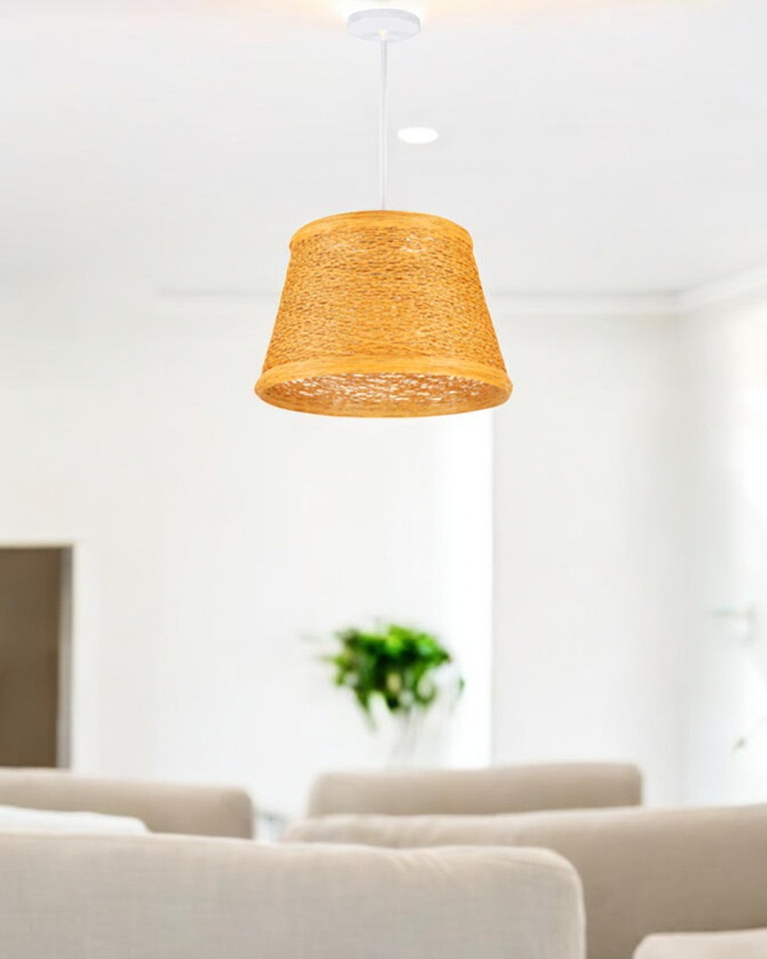 LAMPARA COLGANTE RATTAN MADERA 1XE27