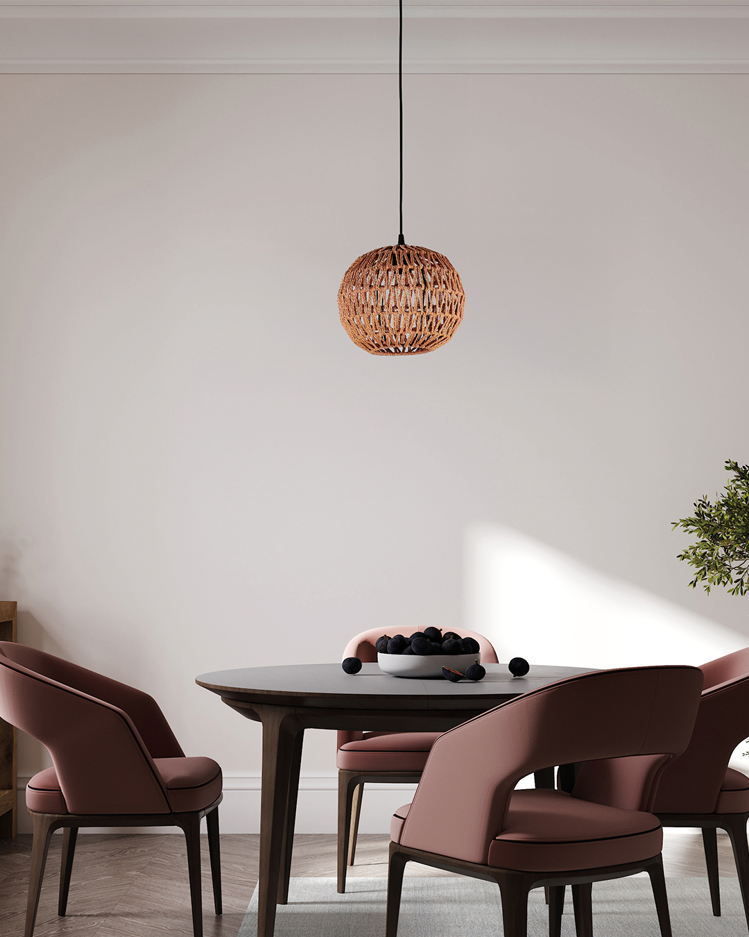 LAMPARA COLGANTE RATTAN MADERA 1XE27