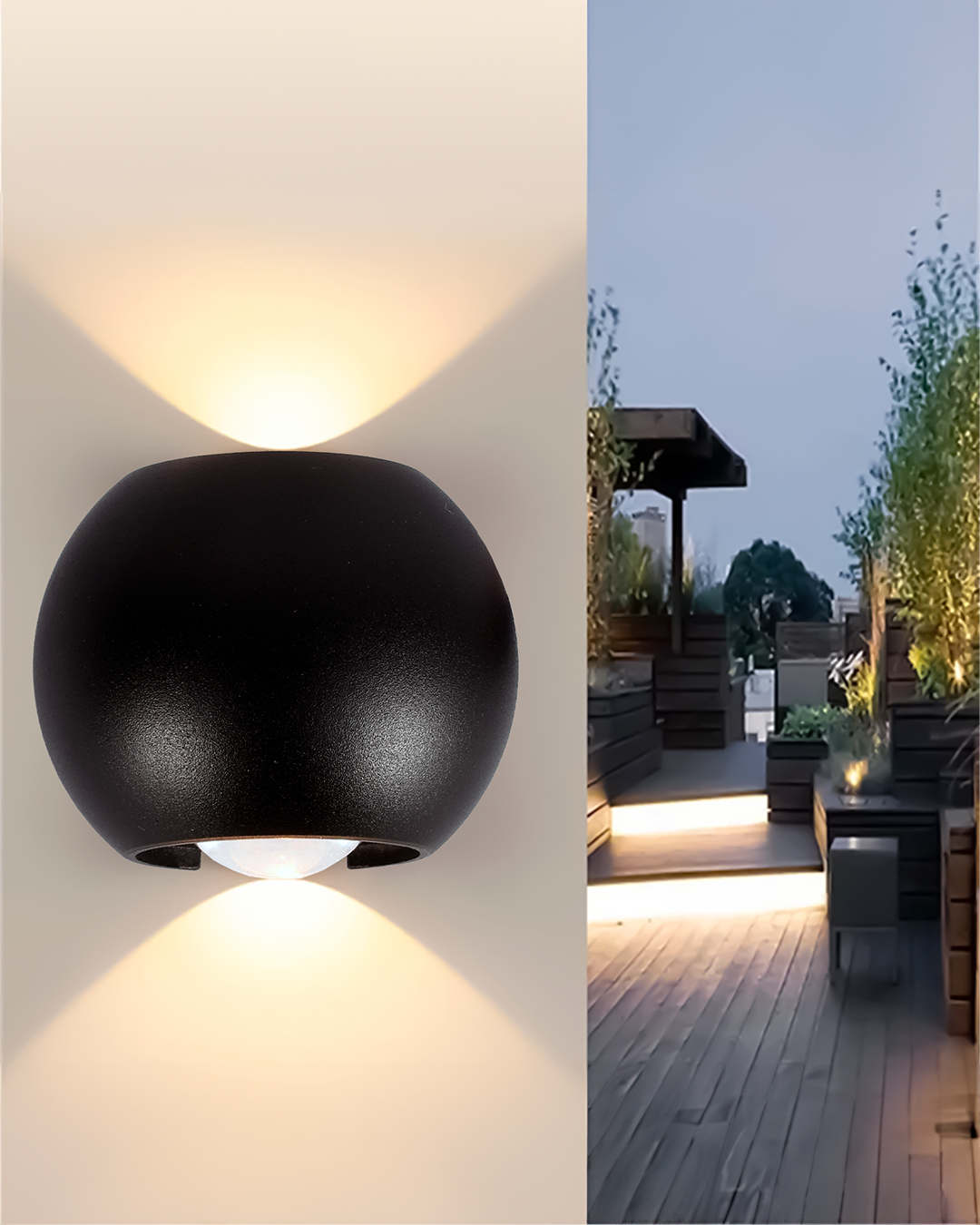 LAMPARA DE PARED EXTERIOR NEGRA LED 2W 30K