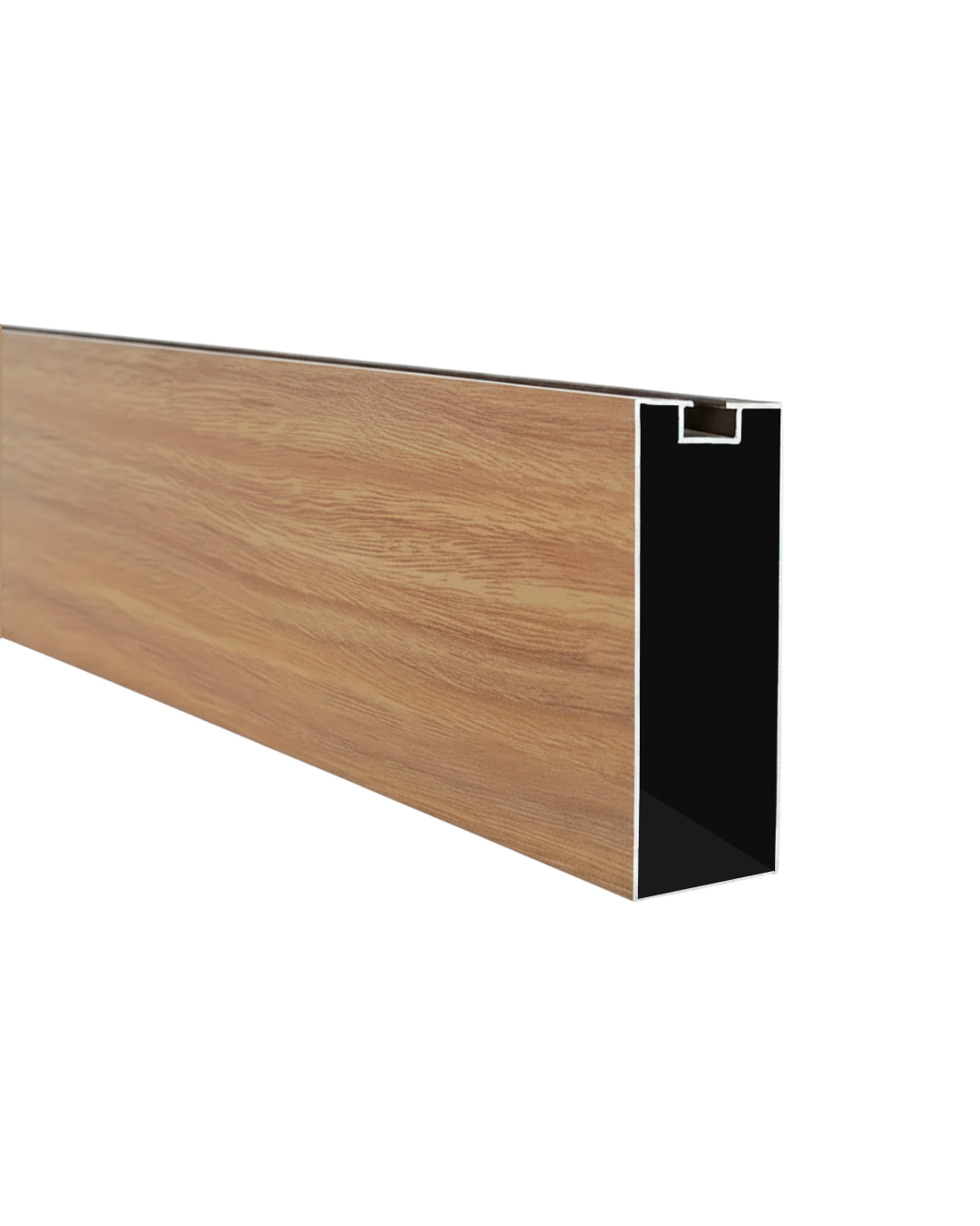 PERFIL DE ALUMINIO DE CIELO RASO - FORMA RECTANGULAR - 30 × 80 × 0.8 MM × 2.9 M - NOGAL CLARO NUEZ